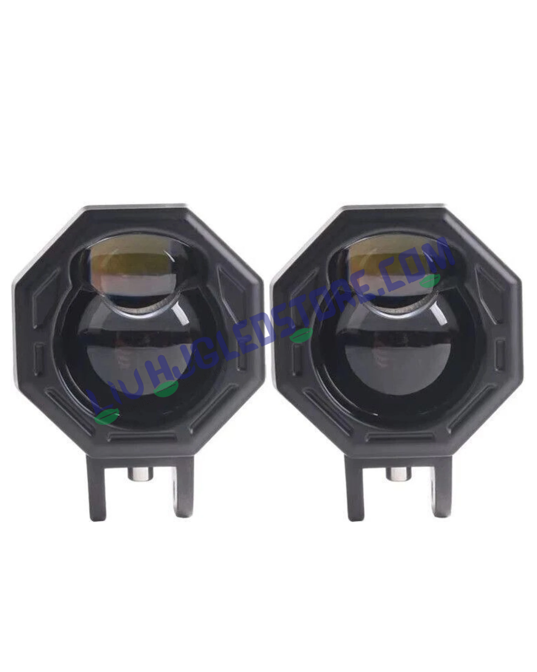 HJG 125 Dual Lens 120W Hexagon Fog Light (New Model) – White/Yellow Dual Beam with Power Adapter for Cars & Bikes (Set of 2)