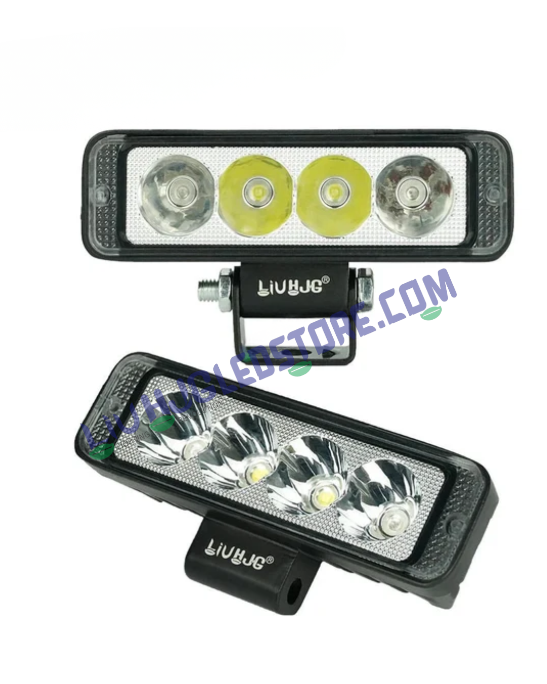 HJG 4 LED Fog Light with Red & Blue Strobe Flash – High Power Aluminum Spotlight for Bikes & Cars (Single Unit)