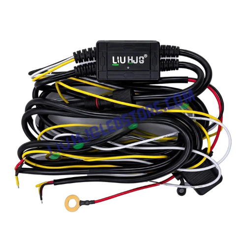 HJG Wireless Bluetooth Fog Light Wiring Harness | 200W Dual-Color 3-Wire Control Kit with 3-Button Smart Remote | High-Power Relay & Waterproof Plug-and-Play Connectors | For Bikes, Cars, SUVs & ATVs