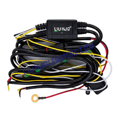 HJG Wireless Bluetooth Fog Light Wiring Harness | 200W Dual-Color 3-Wire Control Kit with 3-Button Smart Remote | High-Power Relay & Waterproof Plug-and-Play Connectors | For Bikes, Cars, SUVs & ATVs