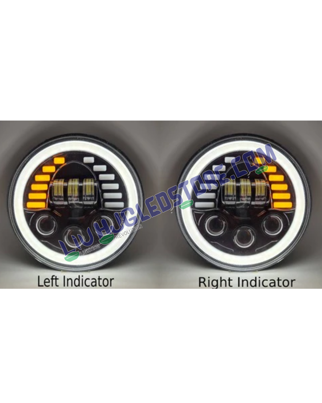 HJG 7-Inch Harley Style LED Headlight with Indicators for Royal Enfield (All Models) & Mahindra Thar