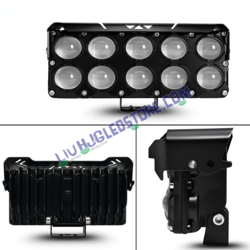 LIU HJG 10 Lens Cube 54W LED Fog Light with Red Blue Flash Mode Multi Color Projector Auxiliary Lamp for Bikes Motorcycles and Cars Single Piece