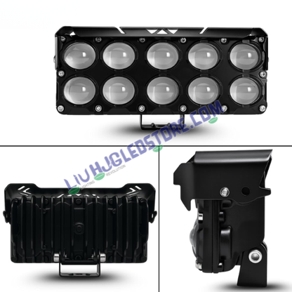 LIU HJG 10 Lens Cube 54W LED Fog Light with Red Blue Flash Mode Multi Color Projector Auxiliary Lamp for Bikes Motorcycles and Cars Single Piece