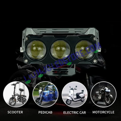 HJG Future Eyes 3 Lens 90W Fog Lights (Set of 2) – Triple Lens MEGA DRIVE LED Auxiliary Lights for Bikes & Cars