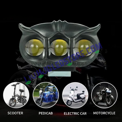 HJG Owl Devil 3-Lens 90W Mega Drive Fog Lights for Bike, Car, Jeep & Thar – Cool White (45W Each, Pack of 2)