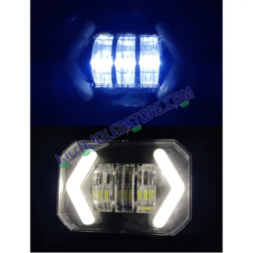 HJG Arrow DRL 4 Lens 120W Square Fog Lights | Dual Color White Yellow LED with Covers for Bikes, Motorcycles, Cars (Set of 2)