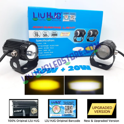 LIU HJG Original Mini Drive LED Fog Light for Cars & Motorcycles – Dual Color White & Yellow with Cooling Fan (Set of 2)