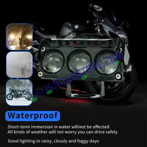 HJG Future Eyes 3 Lens 90W Fog Lights (Set of 2) – Triple Lens MEGA DRIVE LED Auxiliary Lights for Bikes & Cars