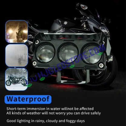 HJG Future Eyes 3 Lens 90W Fog Lights (Set of 2) – Triple Lens MEGA DRIVE LED Auxiliary Lights for Bikes & Cars