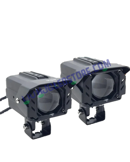 HJG 200W Red Devil Projector LED Fog Lights with Laser Lens – Dual Beam (White Low/High) with Red DRL, Mega Drive Auxiliary Lights for Bike/Car/SUV (Pack of 2)
