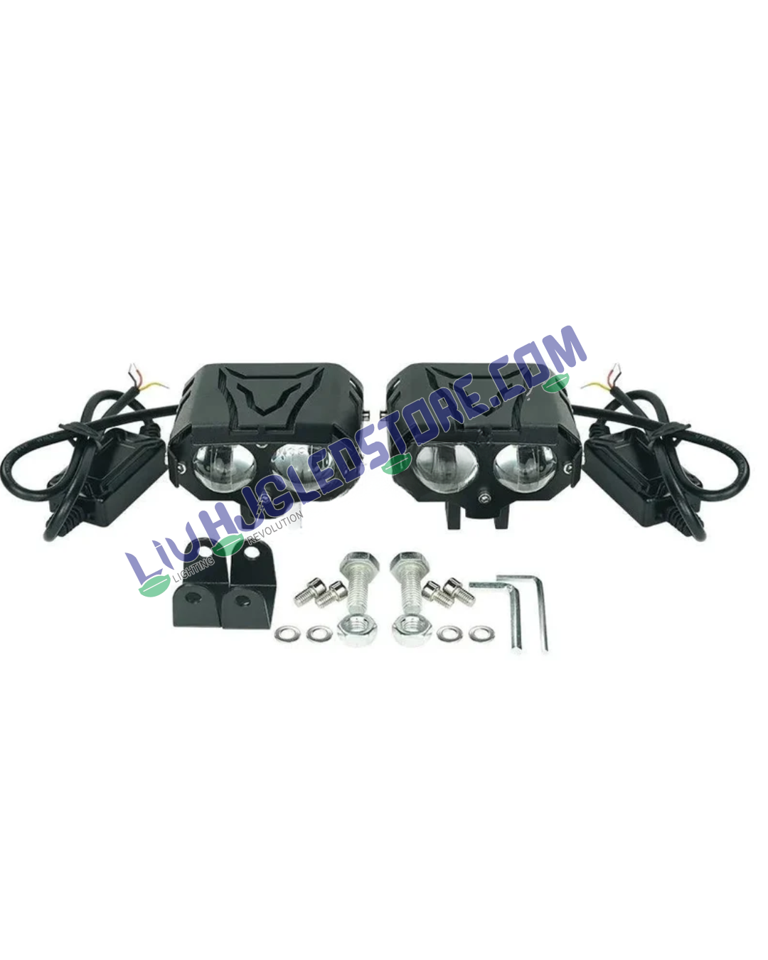 HJG 1193-1 120W Dual-Color Mini LED Fog Light – High-Intensity Auxiliary Spot Lamp for Motorcycles, Cars & SUVs