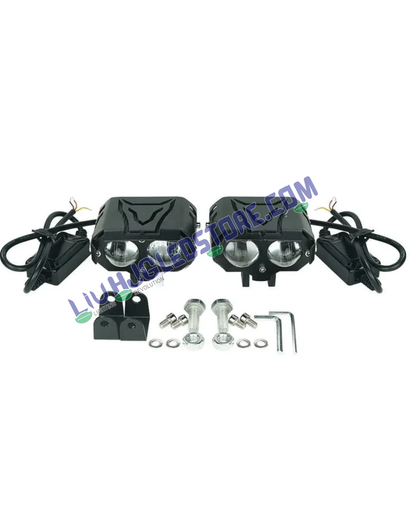 HJG 1193-1 120W Dual-Color Mini LED Fog Light – High-Intensity Auxiliary Spot Lamp for Motorcycles, Cars & SUVs