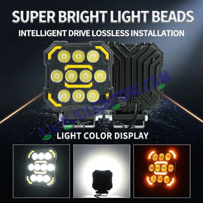 HJG 11 LED Square Fog Lights 60W with DRL (Set of 2) – Universal LED Fog Lamps for Bikes & Cars
