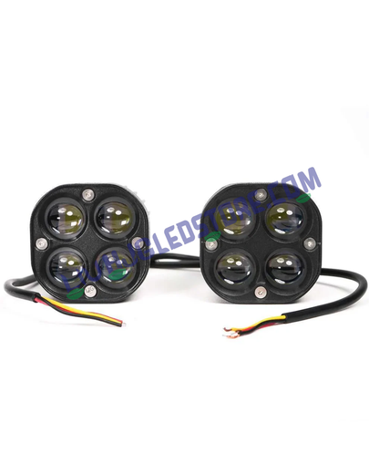 HJG 4x4 CREE 120W Dual Color Fog Light Kit (White & Yellow) – 4 LED Laser Spotlights for Bike, Car, Thar & Jeep (Set of 2)