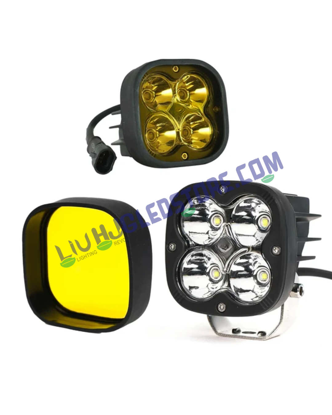 HJG Yellow Filter Cap for 60W 4 LED CREE Fog Lights – Replacement Auxiliary Light Cover (Pack of 1)