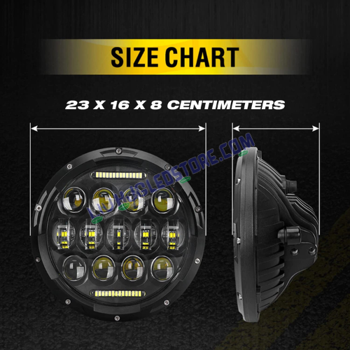 HJG 7-Inch Round LED Headlight with Dual Color Halo (White/Yellow) 75W | Universal Fit for Royal Enfield, Jeep & Harley Davidson (Model 231042)