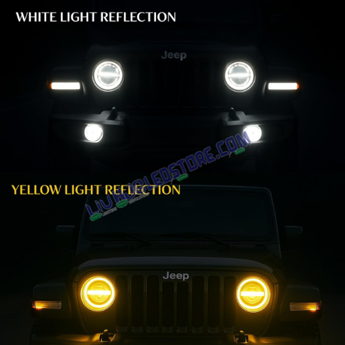 HJG 7-Inch Minus LED Headlight (New Model) 75W Low Beam / 110W High Beam White Light | Universal Fit for Royal Enfield, Jeep & Harley Davidson