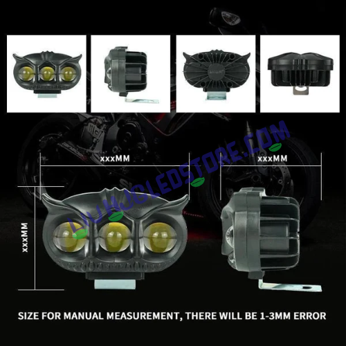 HJG Owl Devil 3-Lens 90W Mega Drive Fog Lights for Bike, Car, Jeep & Thar – Cool White (45W Each, Pack of 2)