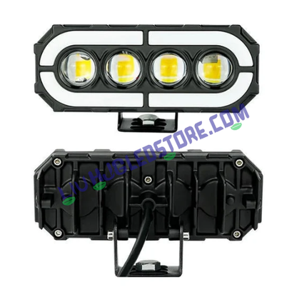 HJG 4 Lens RGB Ring 60W LED Fog Light (Single Unit) – Projector Fog Lamp with White/Yellow Beam & Multi-Color RGB DRL for Cars & Bikes