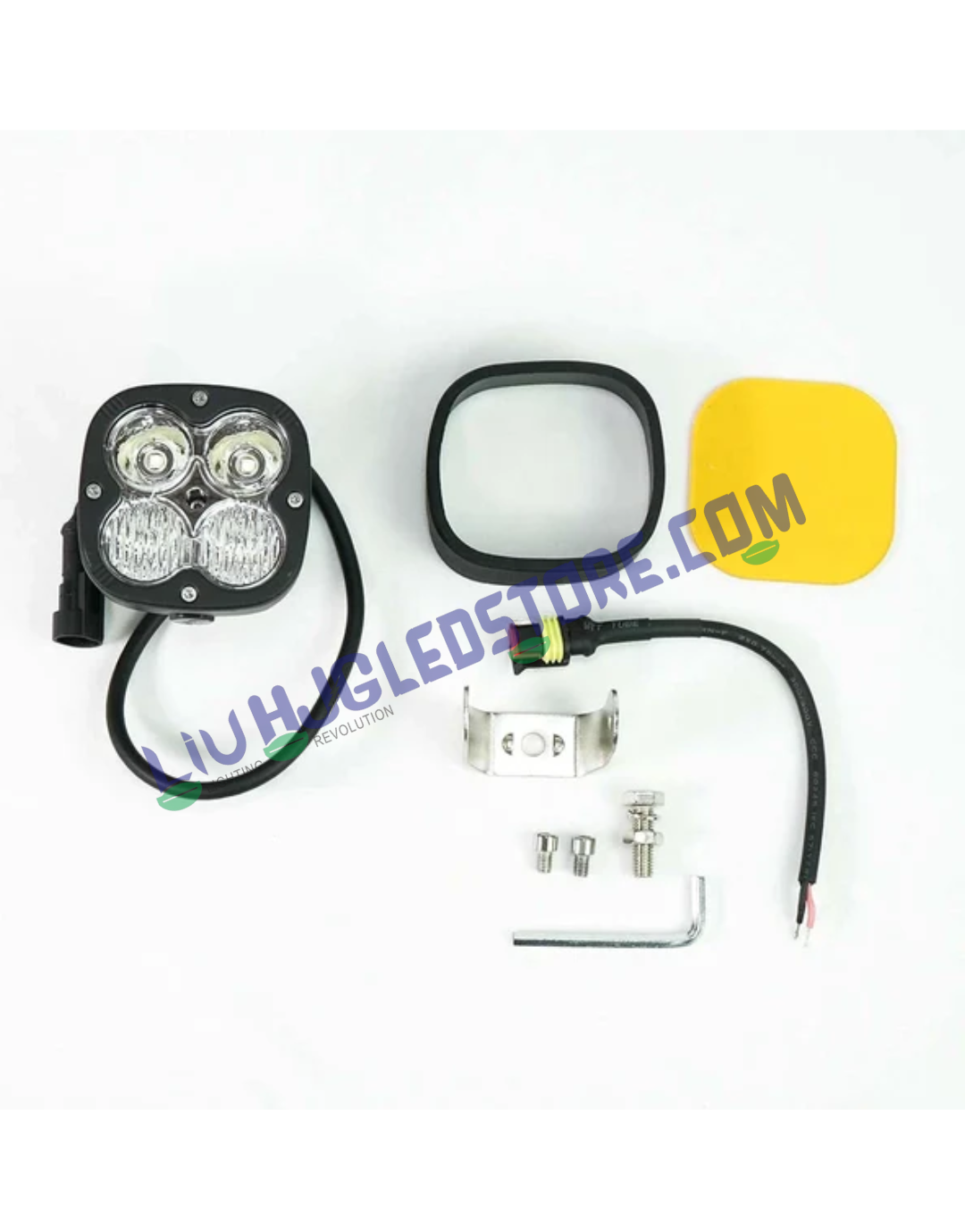 HJG 4x4 CREE Spirit Model 120W LED Fog Lights (Set of 2) – Dual Color White & Yellow with Filter Cap for Bikes & Cars