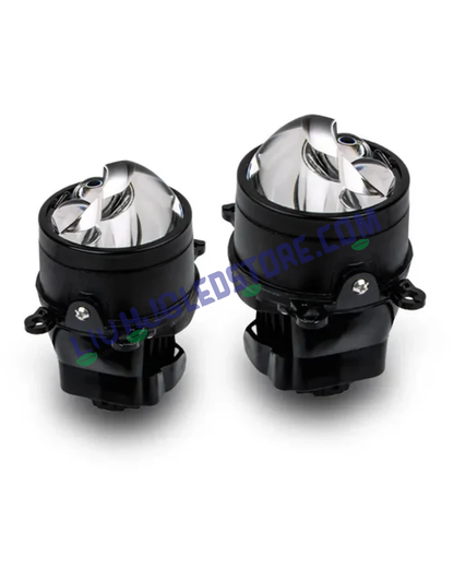 HJG 3-Inch Bi-LED Projector Fog Lights 140W (H8/H9/H11/H16) with Laser Spot & Wide Beam, Red DRL and White/Yellow/Warm White Modes