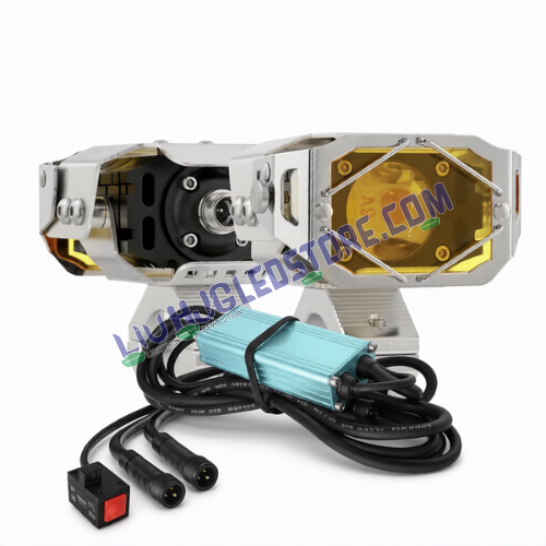 HJG 140W Chrome Transformer LED Projector Fog Light Set with Wiring Kit & Sliding Yellow Filter Cap – Dual Color White/Yellow (3000K/6500K) Universal Fit for Cars & Bikes (Pack of 2)