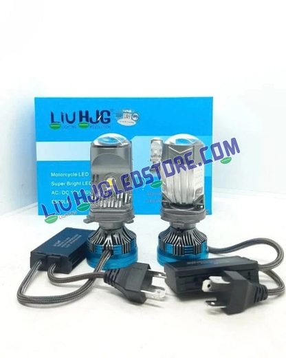 HJG Y6 H4 250W LED Projector Headlight Bulbs | 85–125W × 2, Up to 25,000LM, 6500K White Hi/Lo Beam | CSP LED Chips, 12,000RPM Cooling Fan, IP68 | H4 Plug & Play | 12–80V DC | Pack of 2