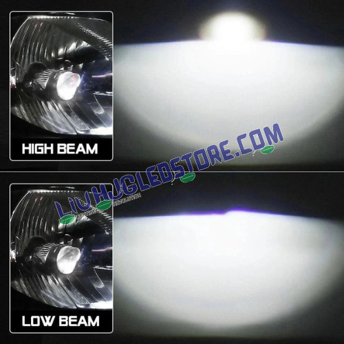 HJG RTD Lens H4 100W Dual Projector LED Headlight Bulbs | 10,000LM Pair, White Hi/Lo Beam & Red Devil DRL | CSP LED Chips, Cooling Fan, IP68 | H4 Plug & Play | 12–80V DC | Car, Bike & SUV | Pack of 2