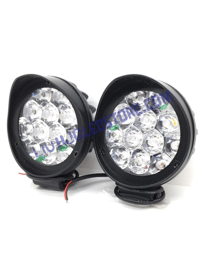 HJG 12 LED Cap Fog Light Set for Bikes & Cars with Switch – 42W High Brightness White Light (Pack of 2)