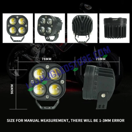 HJG 4x4 RGBW CREE LED Rectangular Fog Lights – 3 Inch Modular Off-Road Pods with Laser RGB Effect, 12V Universal Fit (Set of 2)