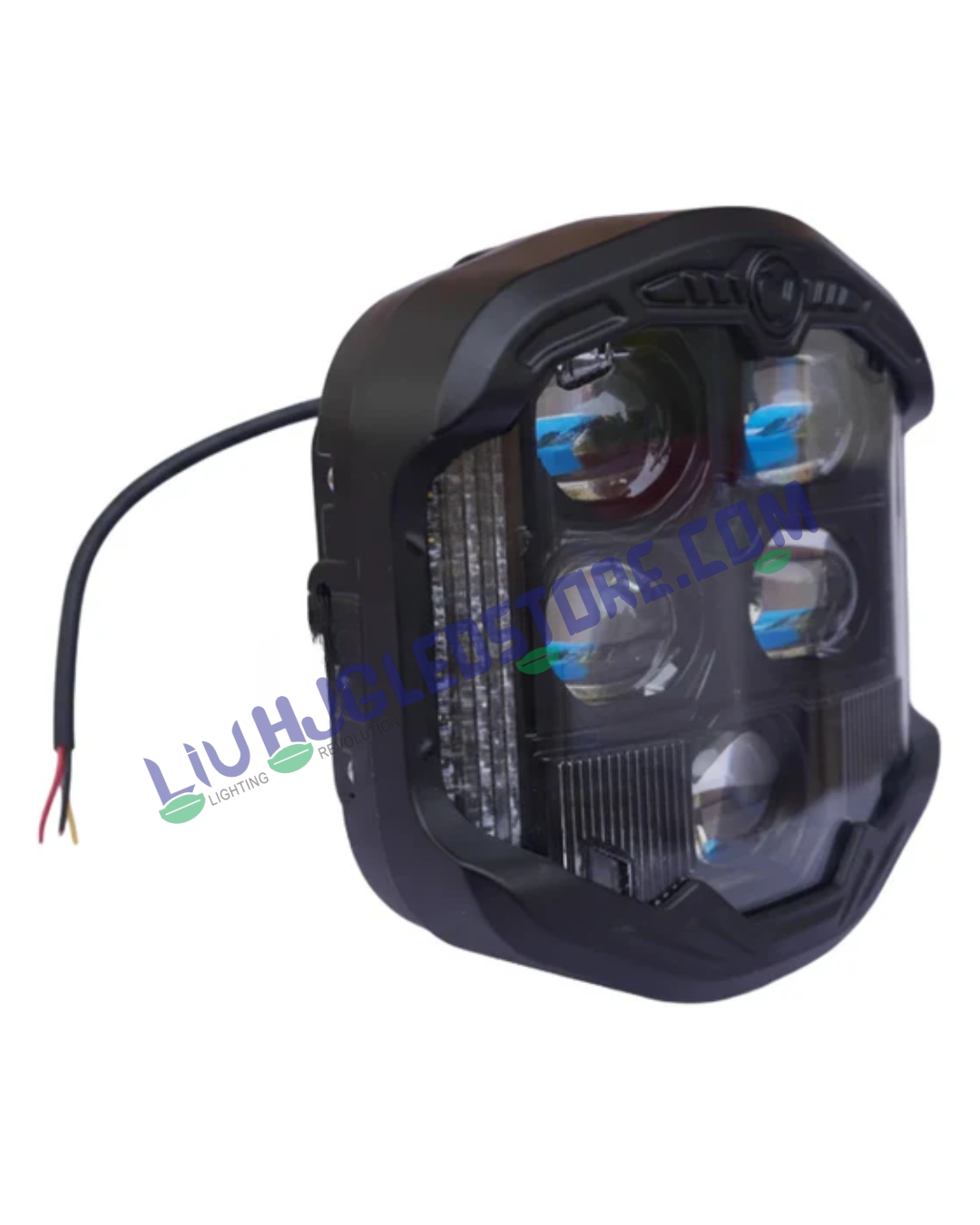 HJG GodsEye 5 Lens 120W 7-Inch LED Headlight | Multi-Mode White/Yellow/Warm/Flash, Red DRL, Projector Beam, Universal Fit for Cars, Bikes, Jeep & SUV (Pack of 1)