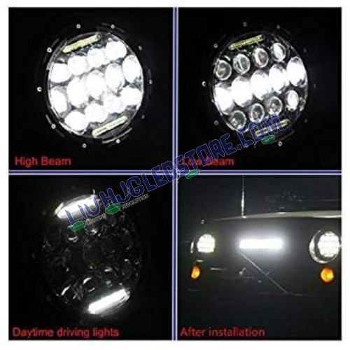 HJG 7-Inch 75W LED Headlight Model 231042-2 | Dual Colour White and Yellow Halo DRL | Turn Signal | H4 | 12V-80V | Royal Enfield and Thar