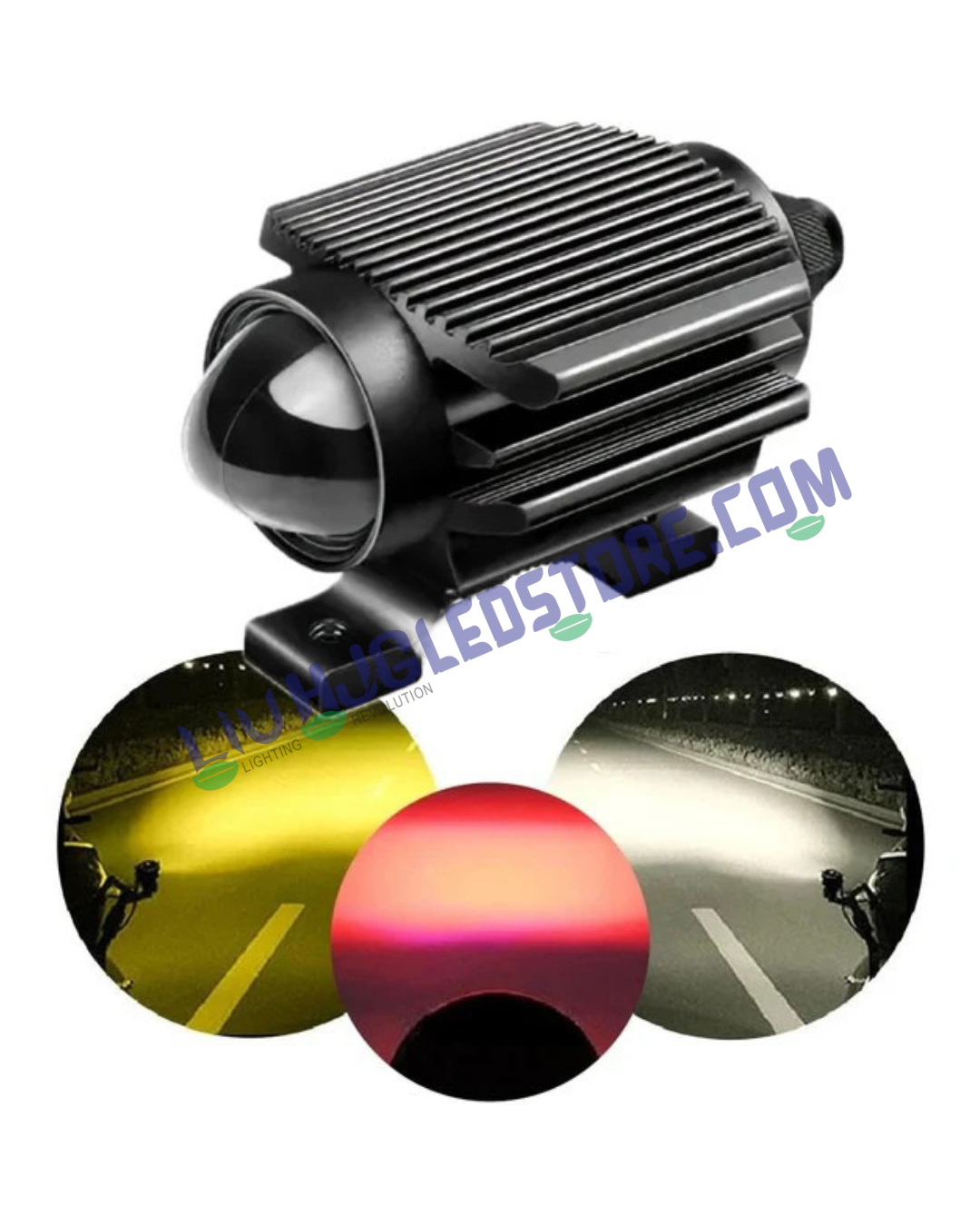 HJG Mini Devil Fly 40W LED Fog Light with Red DRL – Multi-Color (Red, Yellow, White) Auxiliary Light, Pack of 1