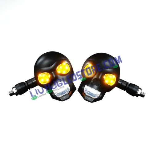 HJG Skull Indicator Skull Shape Turn Signal Lights Indicator Universal for All Bikes Models Turn Signal Lights Motorcycle Set of 2 LIU HJG Skull Indicator