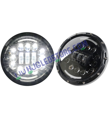 HJG 7-Inch 15 LED Halo Ring Headlight with Chasing Effect – 12V Round LED Headlamp for Royal Enfield & Thar (Model 231036)