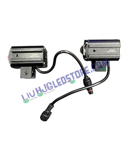 HJG CO-2 Future 1 LED Mini Drive Light 60W (30W x 2) with Red Devil Eye & Tri-Color Output (Red/Yellow/White) Including Wiring Harness Kit