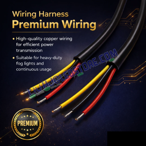HJG 3 Pin Premium Copper Wiring Harness Kit (3.4 Meter) with Heavy-Duty Metal Switch & Couplers – 3 Wire Fog Light Harness with Canbus Support