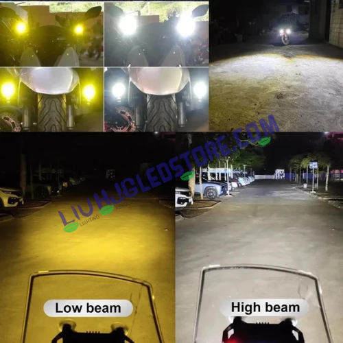 HJG Mini Devil LED Spot Fog Light with Red DRL – White & Yellow Beam, 20W Driving Spotlight for Cars & Motorcycles (Pack of 1)
