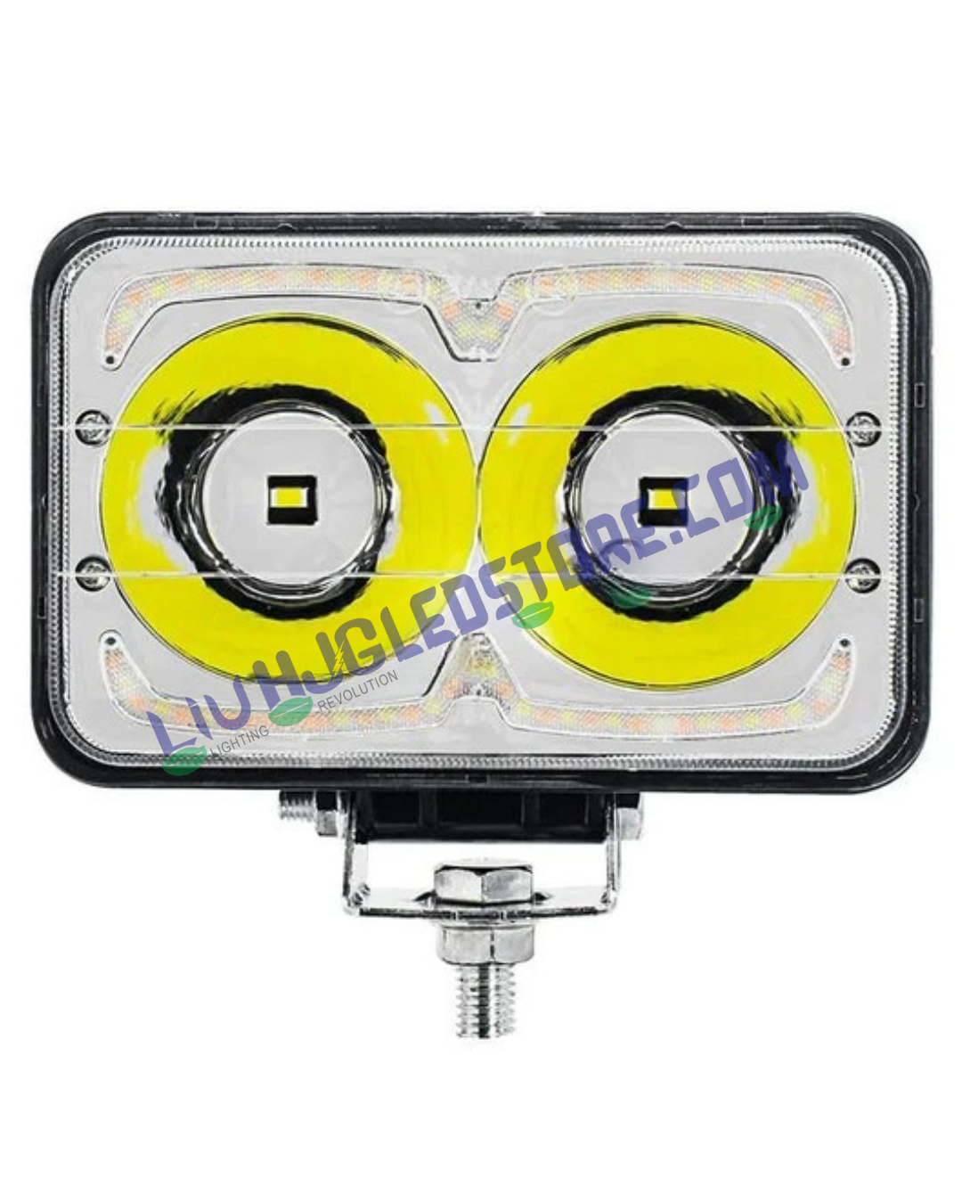 HJG W10 5x6 Inch Classic Square LED Fog Light – 31W Dual Color (White/Yellow) with White & Amber DRL, Wide Beam for Cars & Bikes