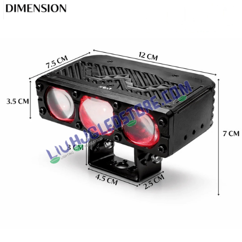 LIU HJG 200W 3-Lens Ultra Bright LED Fog Light Pair – White, Yellow & Red Devil Eye, 12V–80V