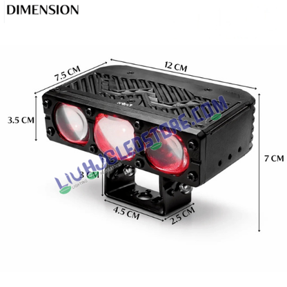 LIU HJG 200W 3-Lens Ultra Bright LED Fog Light Pair – White, Yellow & Red Devil Eye, 12V–80V