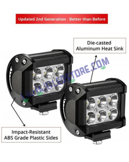 HJG 6 LED Square Fog Light Set for Bikes & Cars with Switch – Universal High-Intensity White Beam (Pack of 2)