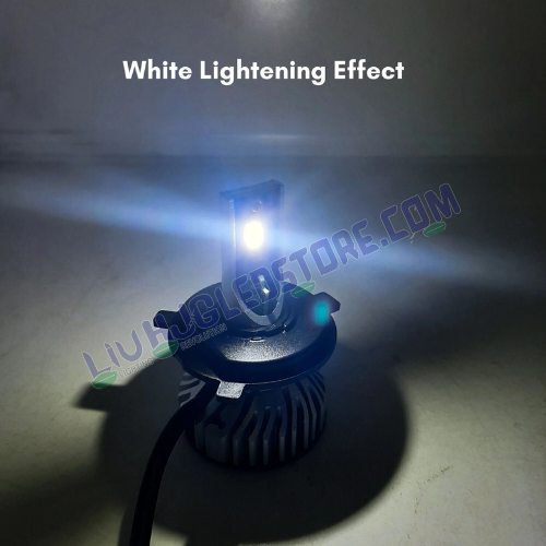 HJG M2 Mini H4 30W Dual Color LED Headlight Bulb – 4500LM White High & Yellow Low Beam with Cooling Fan (12V/24V, Single Piece)