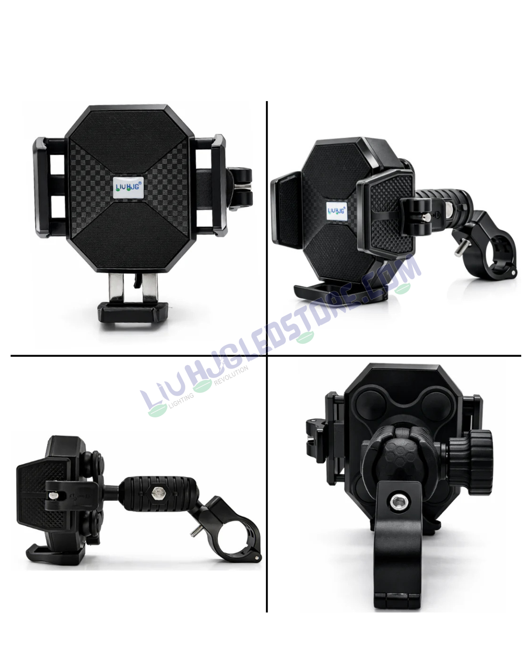 LIU HJG Heavy-Duty Motorcycle Mobile Holder with Mirror Mount – 360° Adjustable, Shockproof Smartphone Holder with Secure Grip (Universal Fit, Pack of 1)