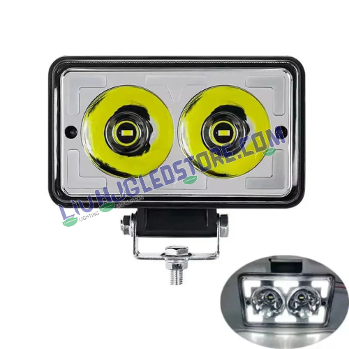 HJG W10 Classic 5x6 Inch Square 31W Fog Light | Dual Color White Yellow | Amber DRL Ring for Bikes, Cars (Single Piece)