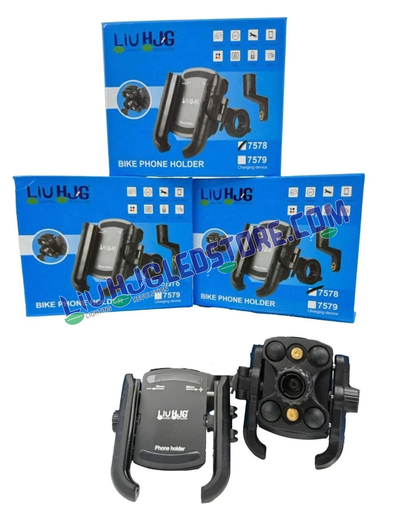 HJG Pro 7578 Compact Anti-Vibration Bike Mobile Holder | Shockproof Jaw Grip with 4-Point Damper, 360° Rotation & Anti-Theft Lock | Universal Handlebar & Mirror Mount for 4.7–7.2 Inch Phones