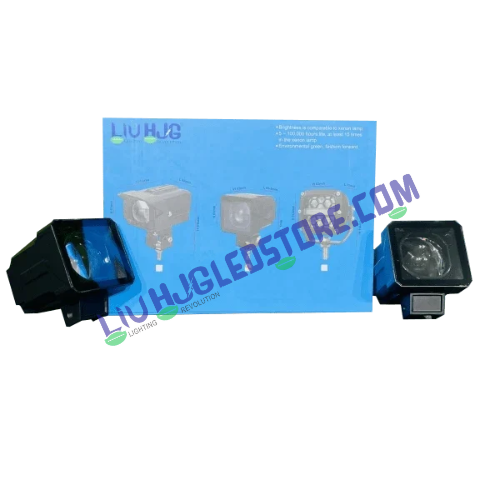 HJG 200W Square Laser Camera Lens Fog Lights | Set of 2 | Red Devil Eye | Dual Beam White and Red Low and High Beam | Mega Drive | for Bikes and Cars
