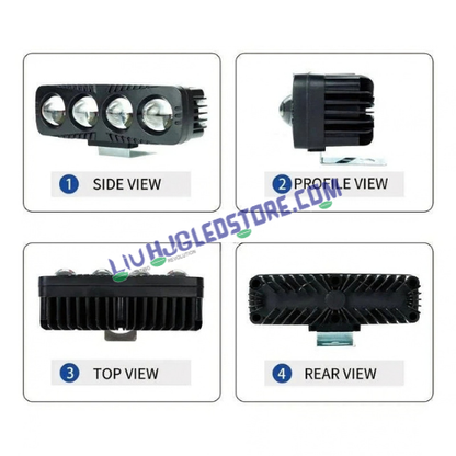 HJG 4-Lens 80W LED Projector Fog Lights | 40W × 2, White & Yellow Beam with Red Devil DRL | Multi-Mode Auxiliary Lights with Adjustable Brackets | Universal for Cars, Bikes, SUVs & 4x4