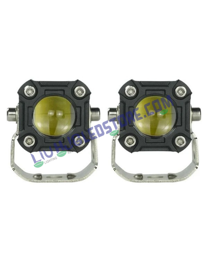 HJG Mini Drive 80W LED Auxiliary Light with Red DRL – Multi-Color (Red, Yellow, White) Devil Eye Fog Light