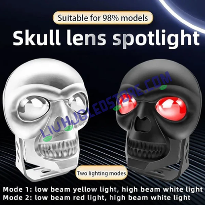 HJG Skull Style Red Eye 60W LED Fog Light – Multi-Color (White/Yellow/Warm White) for Bikes, Cars & Jeeps (Single Unit)